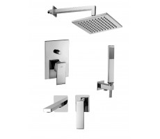 Комплект Paffoni KITEL015CR105 со встраиваемым смесителем для раковины EL105cR0,смеситель для душа EL015NO/M на 2 выхода, душ 200x200мм, ELLE, хром  