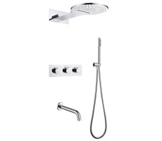 Душевая система ABBER Wasser Kreis AF8150 скрытого монтажа с изливом, термостат, хром 