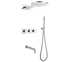 Душевая система ABBER Wasser Kreis AF8150 скрытого монтажа с изливом, термостат, хром 