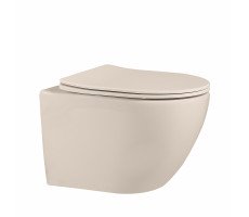 Унитаз ABBER Bequem AC1101MBE подвесной светло-бежевый матовый, безободковый Унитаз ABBER Bequem AC1101MBE подвесной светло-бежевый матовый, безободковый