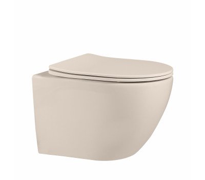 Унитаз ABBER Bequem AC1101MBE подвесной светло-бежевый матовый, безободковый Унитаз ABBER Bequem AC1101MBE подвесной светло-бежевый матовый, безободковый