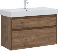 Тумба с раковиной Aquanet Nova Lite 100 2 ящ. (SLIM SYNERGY) цв. дуб рустикальный 00291828 Тумба с раковиной Aquanet Nova Lite 100 2 ящ. (SLIM SYNERGY) цв. дуб рустикальный 00291828