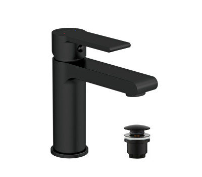 Смеситель Cersanit для раковины BRASKO BLACK однорычажный черный клик клак 63107 черный матовый 