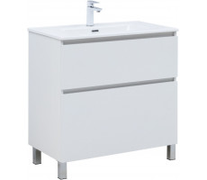 Тумба с раковиной Aquanet Вега 80 (Flat) напольная 2 ящ. цв. белый глянец 00345382 Тумба с раковиной Aquanet Вега 80 (Flat) напольная 2 ящ. цв. белый глянец 00345382