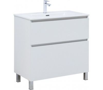 Тумба с раковиной Aquanet Вега 80 (Flat) напольная 2 ящ. цв. белый глянец 00345382 Тумба с раковиной Aquanet Вега 80 (Flat) напольная 2 ящ. цв. белый глянец 00345382