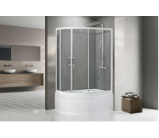 Душевой угол с поддоном Royal Bath RB 8120BK-T (прозрачное) правый белый 