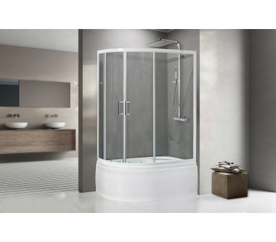 Душевой угол с поддоном Royal Bath RB 8120BK-T (прозрачное) правый белый 