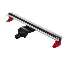 Желоб BERGES водосток напольный SUPER Slim 800 нержавеющая сталь, решетка матовый черный, S-сифон D50 боковой 095154 Желоб BERGES водосток напольный SUPER Slim 800 нержавеющая сталь, решетка матовый черный, S-сифон D50 боковой 095154