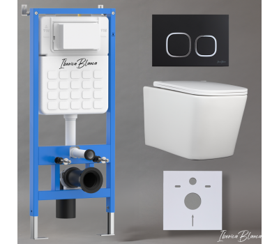 Комплект 3в1 IBERICA BLANCA инсталляция SILENCIO, унитаз TOLEDO ALTO белый, кнопка смыва ESTI-Q черный матовый (IB001.TLA.234.832) Комплект 3в1 IBERICA BLANCA инсталляция SILENCIO, унитаз TOLEDO ALTO белый, кнопка смыва ESTI-Q черный матовый (IB001.TLA.234.832)