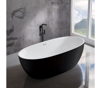 Ванна акриловая 170х80 Vincea VBT-405-1700MB цвет черный матовый/ белый матовый, щелевой перелив, слив белый 