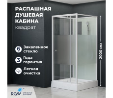 Душевая кабина квадратная, распашная дверь, стеклянная, профиль белый - RGW AN-207 700x700 411320777-95  