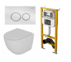 Комплект D&K Унитаз подвесной безободковый DT1396016, Инсталляция DI8050127, Клавиша смыва DB1529016, белый (DS1391614) 