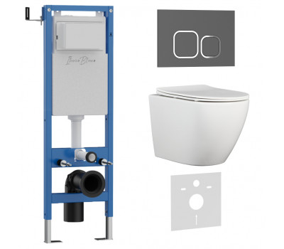 Комплект 3в1 IBERICA BLANCA инсталляция SILENCIO MINI, унитаз BILBAO ALTO белый, кнопка смыва ESTI-Q серый матовый (IB.001M.BLA.234.837) 