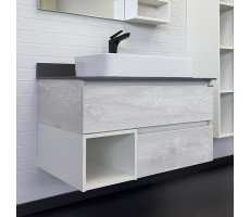 Тумба-умывальник Comforty Прага-90 дуб белый с графитовой столешницей с Comforty 78189 Тумба-умывальник Comforty Прага-90 дуб белый с графитовой столешницей с Comforty 78189