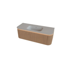 Тумба под раковину подвесная Knotlor ОБЛАКО 119 см светлый ясень рифленая 