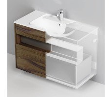 База под раковину с нишей и 1 ящиком, 100 см, дуб крафт, универсальная AM.PM Func M8FFUX1001OF Темное дерево 