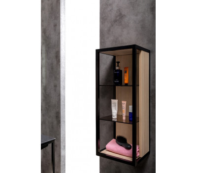 Пенал Armadi Art LOFT низкий light wood, полки стекло 895-L 