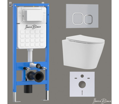 Комплект 3в1 IBERICA BLANCA инсталляция SILENCIO, унитаз BURGOS ALTO белый, кнопка смыва ESTI-Q хром матовый (IB001.BRA.234.834) 