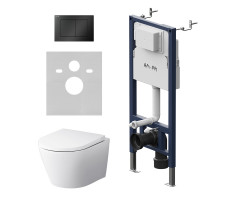 Инсталляция PrimeFit с подвесным унитазом Aquaspin и клавишей AM.PM X-Joy IS90238.851900 Чёрный Матовое 