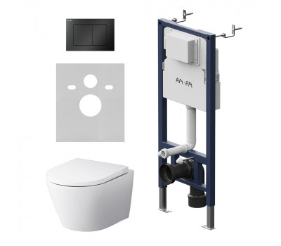 Инсталляция PrimeFit с подвесным унитазом Aquaspin и клавишей AM.PM X-Joy IS90238.851900 Чёрный Матовое 