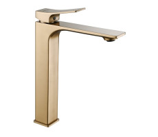 Смеситель для раковины высокий Shevanik S6111G, золотой сатин