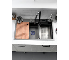 Мойка кухонная многофункциональная "CASCADE-2" ESBANO оружейная сталь 