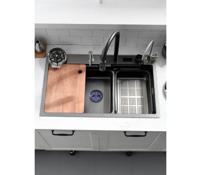 Мойка кухонная многофункциональная "CASCADE-2" ESBANO оружейная сталь 