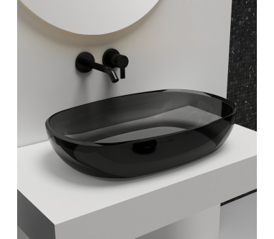 Раковина накладная прозрачная ABBER Kristall AT2805Onyx черная 