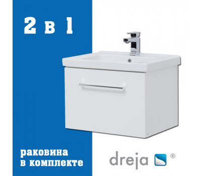 Тумба с раковиной подвесная Dreja Big Inn 65 см, белый