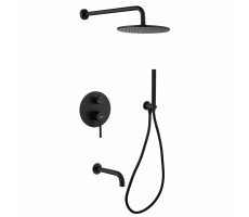 Душевая система ABBER Wasser Kreis AF8117B скрытого монтажа с изливом, черная матовая 
