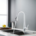 Смеситель для кухни с выдвижным изливом Shevanik S363C, белый