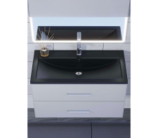 Раковина для ванной кварцевая Uperwood Foster Quartz 90х45,5х17,5 см, черная матовая, уголь 291030042 Раковина для ванной кварцевая Uperwood Foster Quartz 90х45,5х17,5 см, черная матовая, уголь 291030042