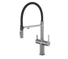 Смеситель для кухни с подключением фильтра для воды Rose R458T, оружейная сталь