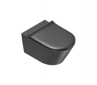 Унитаз подвесной 55x35, безободковый, смыв Tornado, покрытие Twinglaze+ Catalano Zero 0111550022 черный матовый 