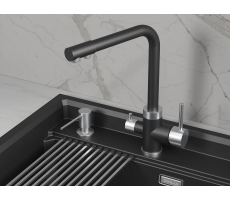 Смеситель для кухни GRANULA 5015, ШВАРЦ (чёрный металлик) 