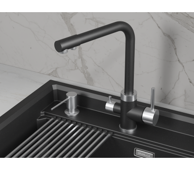 Смеситель для кухни GRANULA 5015, ШВАРЦ (чёрный металлик) 