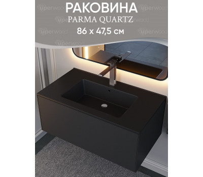 Раковина для ванной 86 см, Uperwood Parma Quartz, черная матовая, "космос" 291003011 