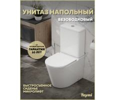 Унитаз напольный безободковый с быстросъемным сиденьем микролифт Teymi Solli R T40207 