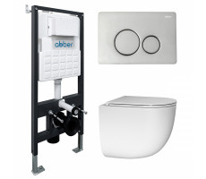 Комплект подвесной унитаз ABBER Bequem AC1132TC белый, с закрытым дном с инсталляцией AC0105 и кнопкой AC0121 хром глянцевый Комплект подвесной унитаз ABBER Bequem AC1132TC белый, с закрытым дном с инсталляцией AC0105 и кнопкой AC0121 хром глянцевый