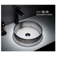 Раковина Ceramalux GL10 стекло белый-графит белый-графит 