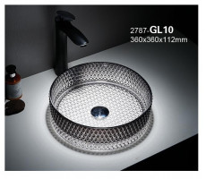 Раковина Ceramalux GL10 стекло белый-графит белый-графит 
