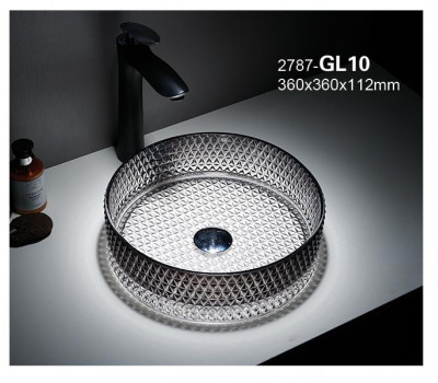 Раковина Ceramalux GL10 стекло белый-графит белый-графит 