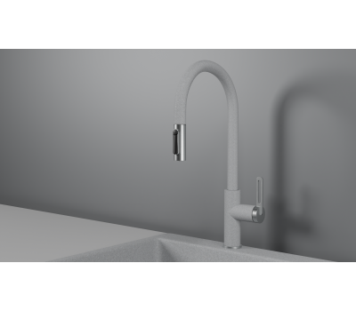 Смеситель для кухни GRANULA GR-8168, БАЗАЛЬТ, С ВЫДВИЖНЫМ ИЗЛИВОМ 