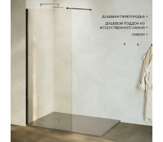 Комплект: Перегородка RGW WA-010B + поддон RGW ST G + сифон RGW S-010 359401009-14 Черный 