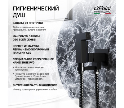 Смеситель с гигиеническим душем PAINI Bella встраиваемый, лейка ABS, черный брашированный PVD (PZ) BLPZ442 