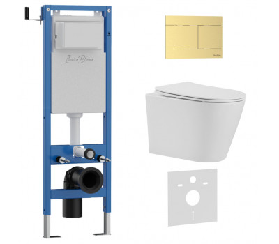 Комплект 3в1 IBERICA BLANCA инсталляция SILENCIO MINI, унитаз BURGOS ALTO белый, кнопка смыва INOX-R золото матовое (IB.001M.BRA.234.1503) Комплект 3в1 IBERICA BLANCA инсталляция SILENCIO MINI, унитаз BURGOS ALTO белый, кнопка смыва INOX-R золото матовое (IB.001M.BRA.234.1503)