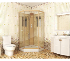 Душевая кабина Niagara Luxe NG-7799GBK (900x900х2100) низкий поддон стенки ЗОЛОТО БЕЗ КРЫШИ 