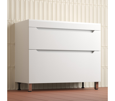 Тумба напольная Style Line Остин под раковину Фортуна 100 2 ящ белый эмаль PLUS ЛС-00002399-2 