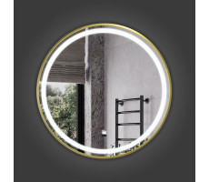 Круглое зеркало в алюминиевой раме цвет золото Comforty Лея-75, LED-подсветка, бесконтактный сенсор, антизапотевание 00-00019345 