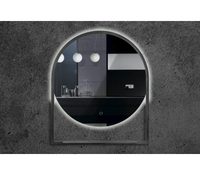Зеркало Armadi Art Vallessi круглое с полочкой антрацит 80х90 550/2 